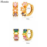 Colorful Zircon 925 Silver Hoop Earrings Party Accessories