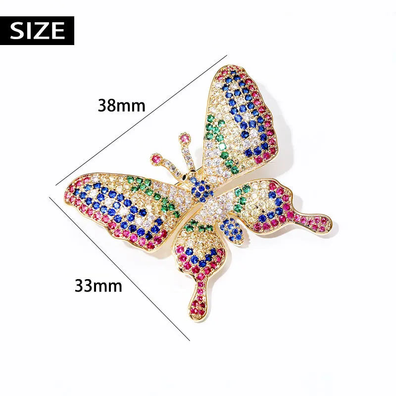 Colorful CZ Butterfly Brooch Rhinestone Wedding Pin Jewelry Insect Corsage
