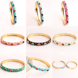 Colorful Enamel Bangles Bracelets Party Gift Rainbow Zircon CZ Bangles