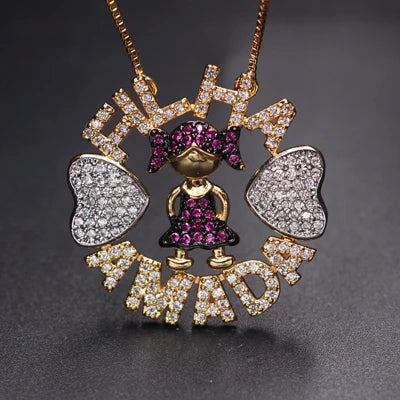 Colorful Heart Boy Girl Pendant Necklace CZ Chain Charm Mothers Jewelry