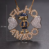 Colorful Heart Boy Girl Pendant Necklace CZ Chain Charm Mothers Jewelry