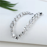 Colorful Leaf CZ Wedding Bracelet Women Red Green Crystal Jewelry