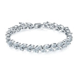 Colorful Leaf CZ Wedding Bracelet Women Red Green Crystal Jewelry