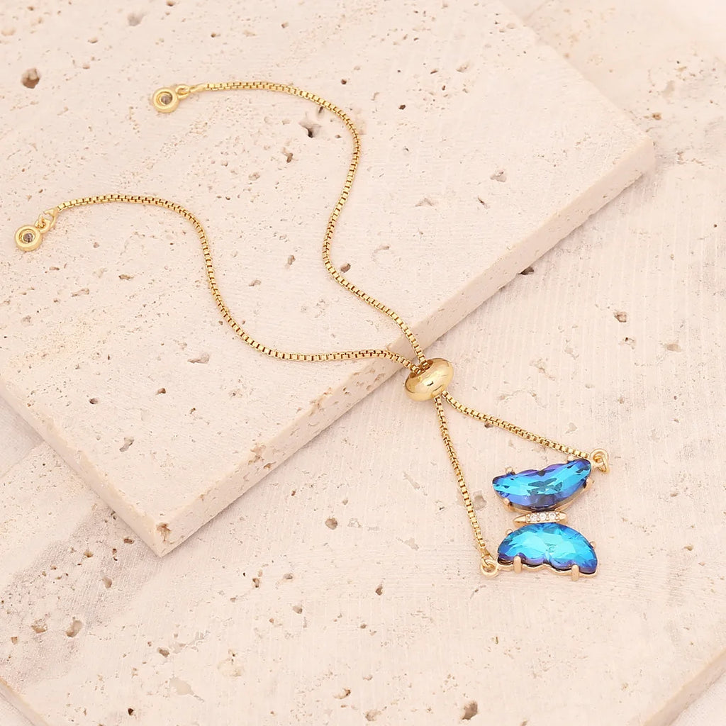 Colorful Zircon Butterfly Bracelet 18K Plated Chain Jewelry