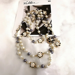 Colorful Pearl Pendant Letter Flower Women High Necklace Jewelry
