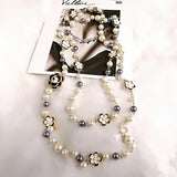 Colorful Pearl Pendant Letter Flower Women High Necklace Jewelry