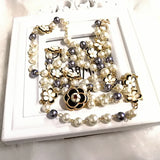 Colorful Pearl Pendant Letter Flower Women High Necklace Jewelry