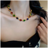 Colorful Pleated Heart Necklace for Women