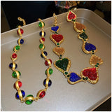 Colorful Pleated Heart Necklace for Women