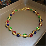 Colorful Pleated Heart Necklace for Women