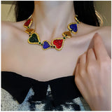 Colorful Pleated Heart Necklace for Women