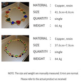 Colorful Pleated Heart Necklace for Women