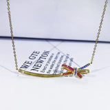 Colorful Zircon Smile Necklace Bow Decoration Ladies Pendant Necklace 925 Silver
