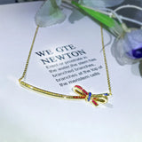 Colorful Zircon Smile Necklace Bow Decoration Ladies Pendant Necklace 925 Silver