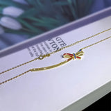 Colorful Zircon Smile Necklace Bow Decoration Ladies Pendant Necklace 925 Silver