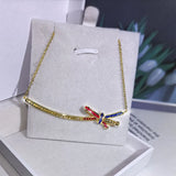 Colorful Zircon Smile Necklace Bow Decoration Ladies Pendant Necklace 925 Silver