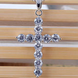 Princess Cut CZ Cross Pendant Necklace for Women