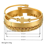 Cross Stainless Steel Bracelet Set Men Jewelry Spanish Scripture Pulseira