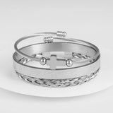 Cross Stainless Steel Bracelet Set Men Jewelry Spanish Scripture Pulseira