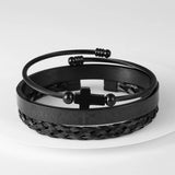 Cross Stainless Steel Bracelet Set Men Jewelry Spanish Scripture Pulseira