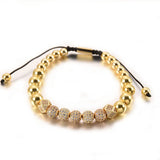 Crown Charm Men Bracelets 8mm Micro Pave CZ Round Braided Macrame Bracelet