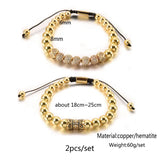Crown Charm Men Bracelets 8mm Micro Pave CZ Round Braided Macrame Bracelet