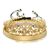 Crown Zircon Bracelet Set Stainless Steel Roman Numerals Bracelet