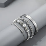 Crown Zircon Bracelet Set Stainless Steel Roman Numerals Bracelet