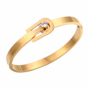 Crystal Belt Bracelet Stainless Steel Cuff Bangle Lady Wedding Party