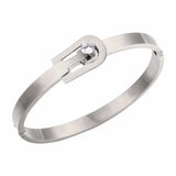 Crystal Belt Bracelet Stainless Steel Cuff Bangle Lady Wedding Party