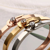 Crystal Belt Bracelet Stainless Steel Cuff Bangle Lady Wedding Party