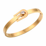 Crystal Belt Bracelet Stainless Steel Cuff Bangle Lady Wedding Party