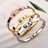 Crystal Belt Bracelet Stainless Steel Cuff Bangle Lady Wedding Party
