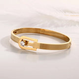 Crystal Belt Bracelet Stainless Steel Cuff Bangle Lady Wedding Party
