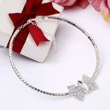 Crystal Bowknot Choker Necklace Silver Plated Wedding Jewelry