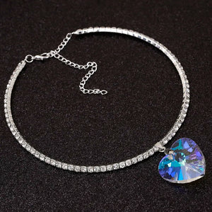 Crystal Bowknot Choker Necklace Silver Plated Wedding Jewelry