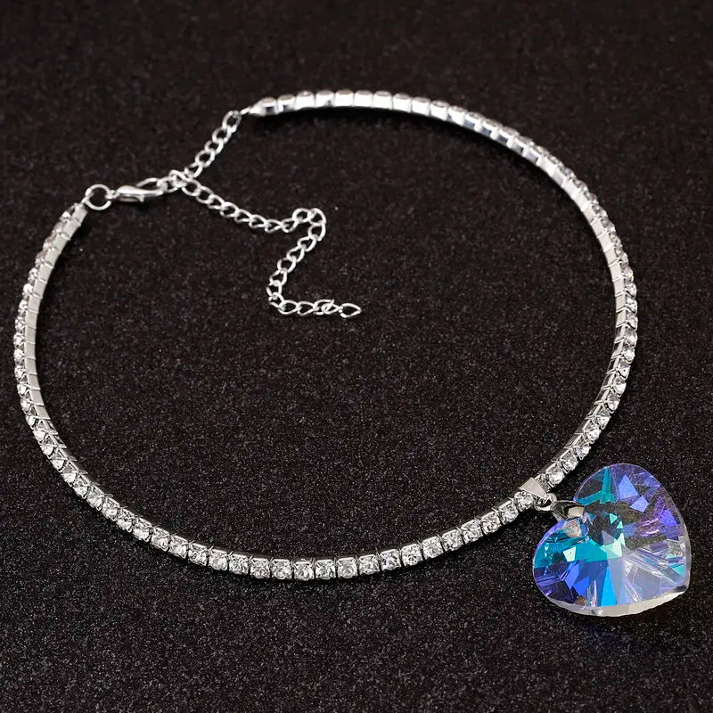 Crystal Bowknot Choker Necklace Silver Plated Wedding Jewelry