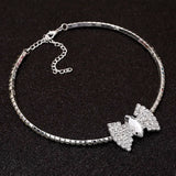 Crystal Bowknot Choker Necklace Silver Plated Wedding Jewelry