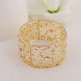 Crystal Bracelet Rhinestone K Leaf Elastic Bangle Wedding Jewelry