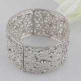 Crystal Bracelet Rhinestone K Leaf Elastic Bangle Wedding Jewelry