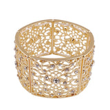 Crystal Bracelet Rhinestone K Leaf Elastic Bangle Wedding Jewelry