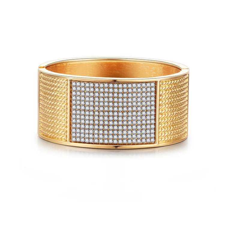 Crystal Bracelet For Women Wide Wrist Bangle Wedding Jewelry
