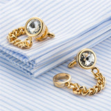 Crystal Brass Chain Cufflinks for Mens Jewelry Top Cuff Links Man Wedding Z559