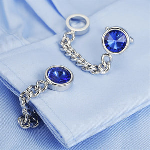 Crystal Brass Chain Cufflinks for Mens Jewelry Top Cuff Links Man Wedding Z559