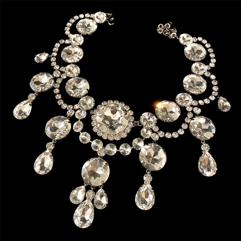 Crystal Bridal Jewelry Rhinestone Choker Water Drop Necklace
