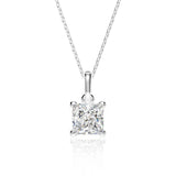 925 Silver Crystal Diamond Pendant Necklace Boho Square Jewelry