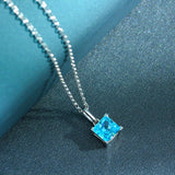 925 Silver Crystal Diamond Pendant Necklace Boho Square Jewelry