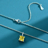 925 Silver Crystal Diamond Pendant Necklace Boho Square Jewelry