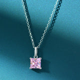 925 Silver Crystal Diamond Pendant Necklace Boho Square Jewelry