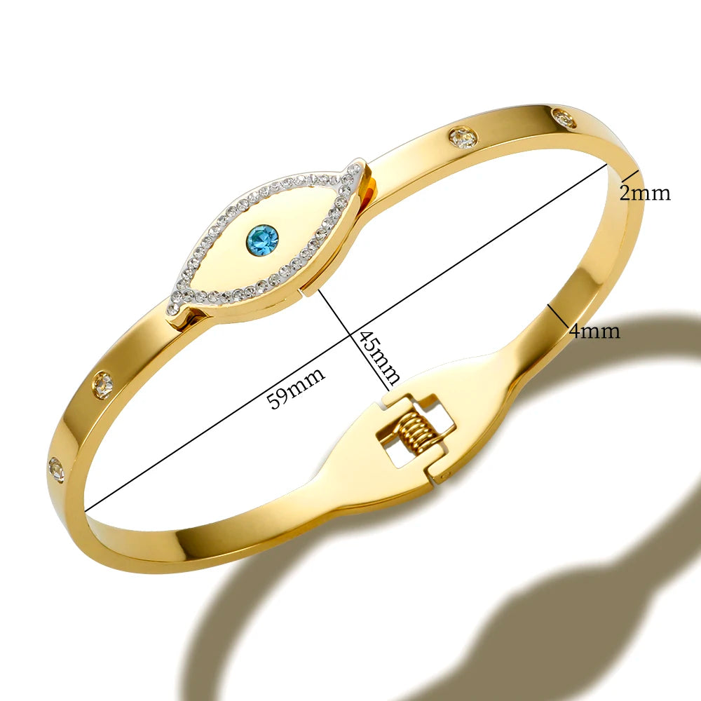 Colorful Zircon Bangle Stainless Steel Jewelry